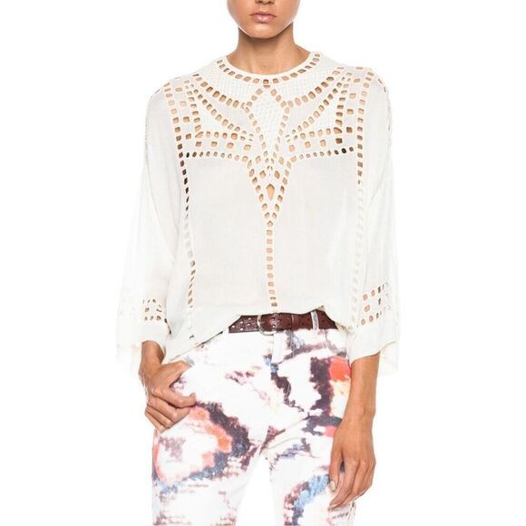 Isabel Marant Etoile "Ethan" Cutout Embroidered Blouse, Size 36 - Picture 1 of 8